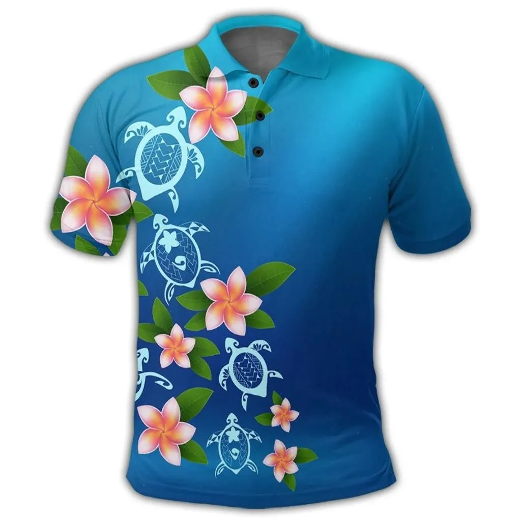Alohawaii Shirt - Hawaiian Tuttle And Plumeria Flower In The Sea Polynesian Polo Shirt - AH - JR