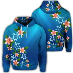 Hawaiian Tuttle And Plumeria Flower In The Sea Polynesian Hoodie