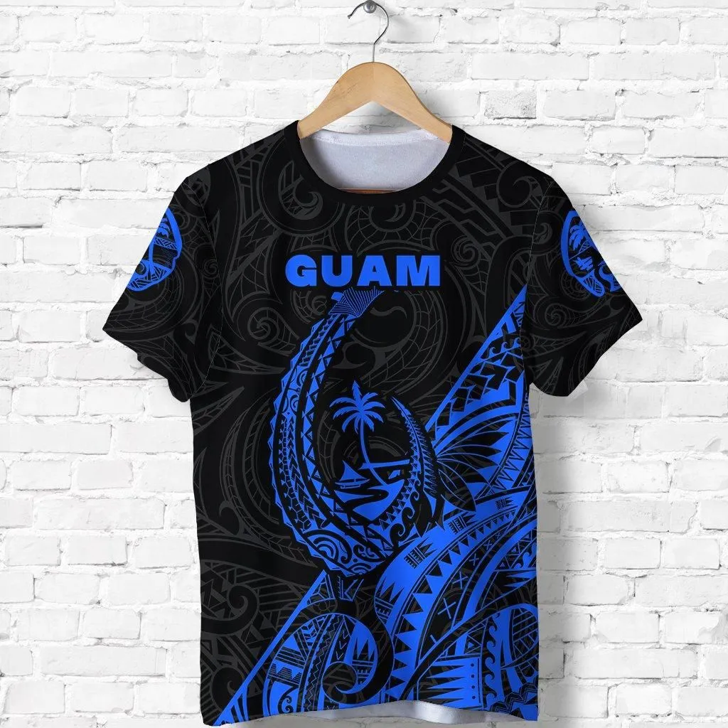 (Custom Personalised) Guam Rugby T Shirt Polynesian Patterns Style - Blue LT16