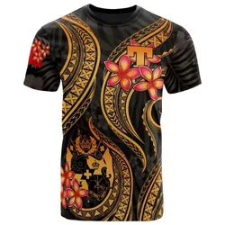 Tonga Polynesian T shirt - Gold Plumeria
