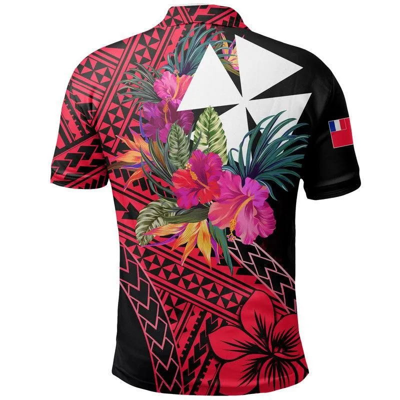 Wallis and Futuna Polo Shirt Hibiscus Red No.1 Color  LT6