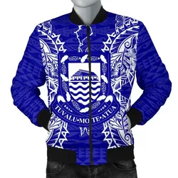 Tuvalu Polynesian Mens Bomber Jacket Map Blue
