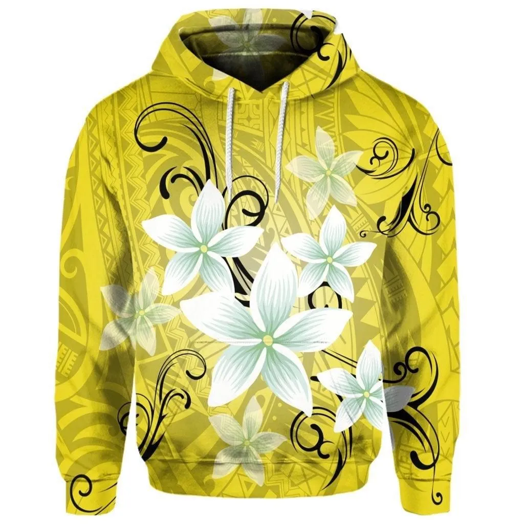 (Personalised) Hawaiian Plumeria Polynesian Hoodie - Yellow