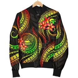 American Samoa Polynesian Men Bomber Jacket - Reggae Plumeria