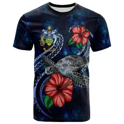 Solomon Islands Polynesian T shirt - Blue Turtle Hibiscus