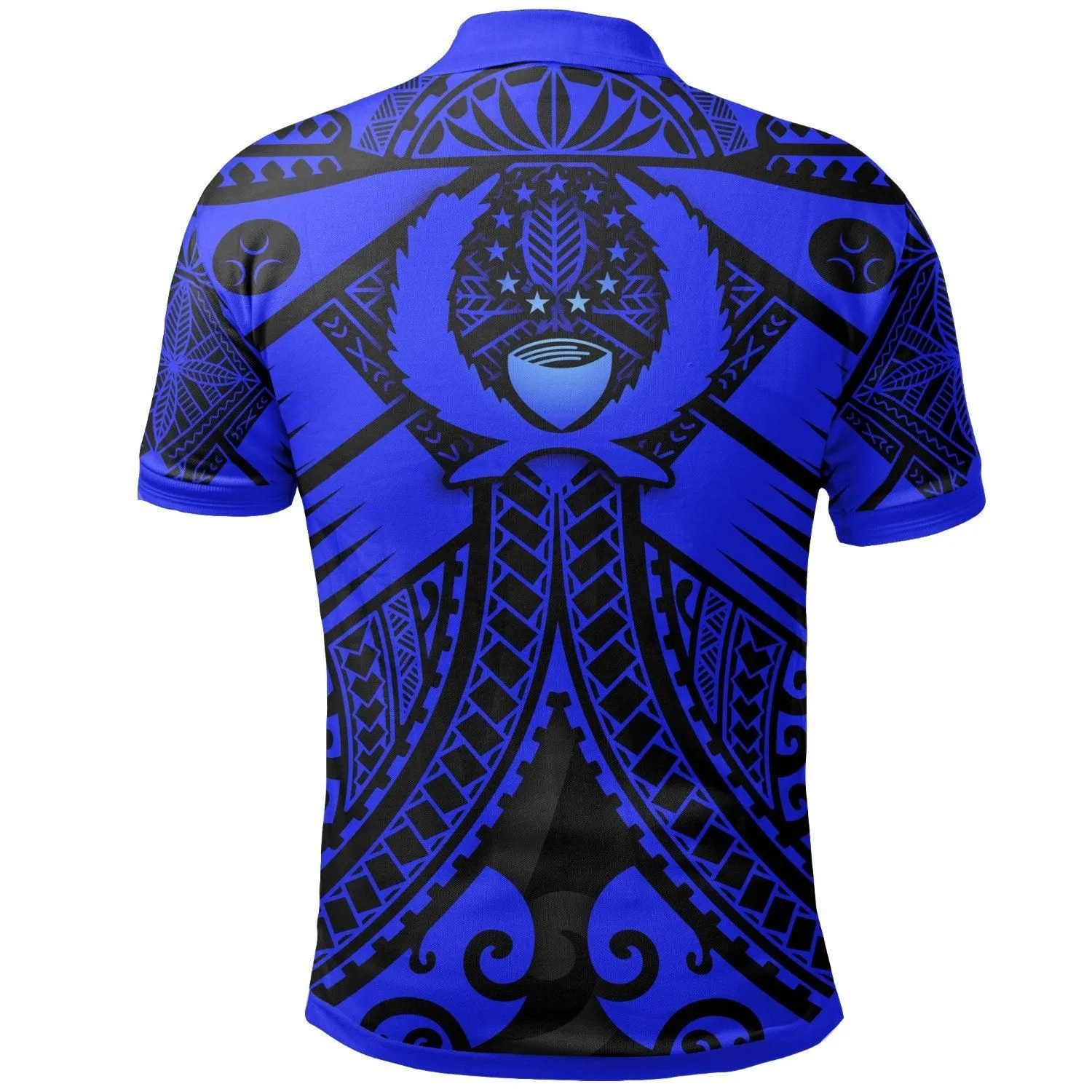 Pohnpei Polo Shirts - Blue Seal with Polynesian Tattoo
