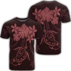 Alohawaii Tee - Hawaiian Turtles Hibiscus Plumeria Polynesian T-shirt Pink - AH - J4R