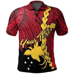 Papua New Guinea Polynesian Custom Personalised Polo Shirt - Tribal Wave Tattoo Flag Color