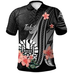 Tahiti Polo Shirt - Polynesian Hibiscus Pattern Style