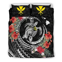 FamilyGater Bedding Set - Cover and Pillow Cases Kanaka Maoli (Hawaiian)- Polynesia Map Turtle Hibiscus A24