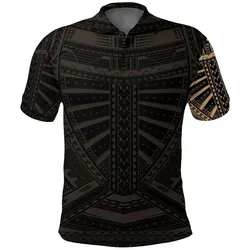New Zealand Polo Shirt, Maori Samoan Polynesian Tattoo Golf Shirt - Gold