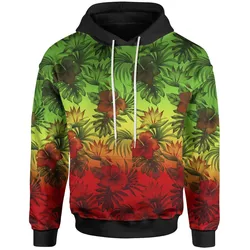 Polynesian Hoodie - Reggae Hibiscus Patterns