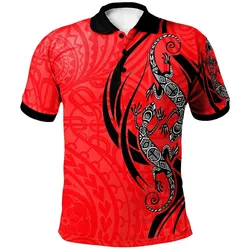 Polynesian Polo Shirt - Polynesian Lizard Tattoo Red Color