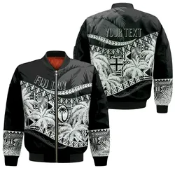 Personalised Fiji Day Bomber Jacket Flying Fijians Masi Kesa Style - Black LT7