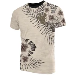 Niue T shirt - Niue Coconut Crab Beige Hibiscus