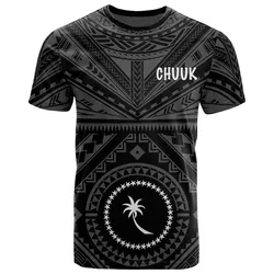 Chuuk T Shirt- Chuuk Seal With Polynesian Tattoo Style ( Black)
