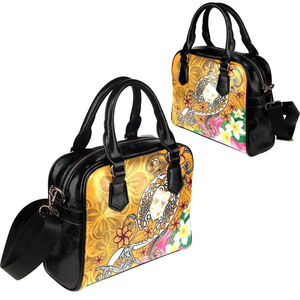 Fiji Shoulder Handbag - Turtle Plumeria (Gold)