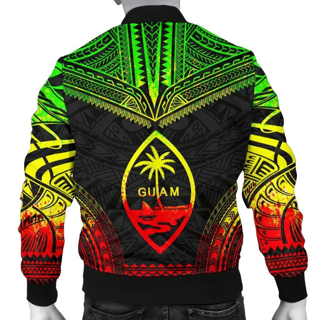Guam Polynesian Chief Men's Bomber Jacket - Reggae Version - Bn10