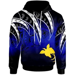 Papua New Guinea Hoodie - Tropical Leaf Gradient Blue Style