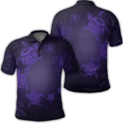Hawaiian Plumeria Hibiscus Turtle Under Sea Polynesian Polo Shirt Purple AH