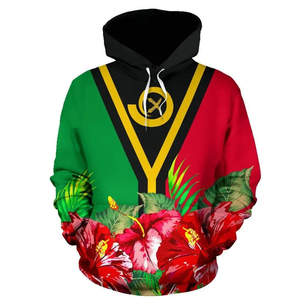 Hoodie Vanuatu Polynesian Flag Hibiscus - Bn39