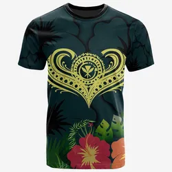 Polynesian Hawaii Kanaka Maoli T shirt - Heart with Hibiscus