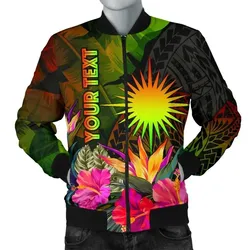 Marshall Islands Polynesian Personalised Men's Bomber Jacket -  Hibiscus and Banana Leaves -BN15