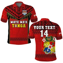 Custom Text And Number Tonga Rugby Polo Shirt Mate Maa Tonga Pacific Ngatu Black LT14