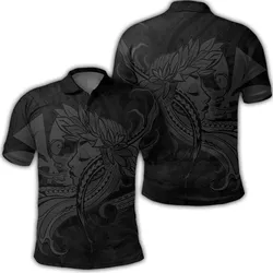 Hawaiian Map Hula Girl Hibiscus Kanaka Polynesian Polo Shirt - Gray - AH
