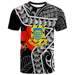 Tuvalu T-Shirt - Hibiscus Ft Polynesian Pattern