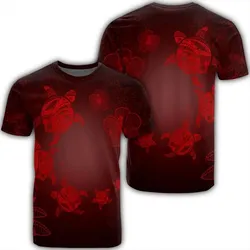 Alohawaii Tee - Hawaiian Plumeria Hibiscus Turtle Under Sea Polynesian T-Shirt Red AH - J7R