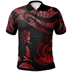Vanuatu Polynesian Custom Personalised Polo Shirt - Poly Tattoo Red Version