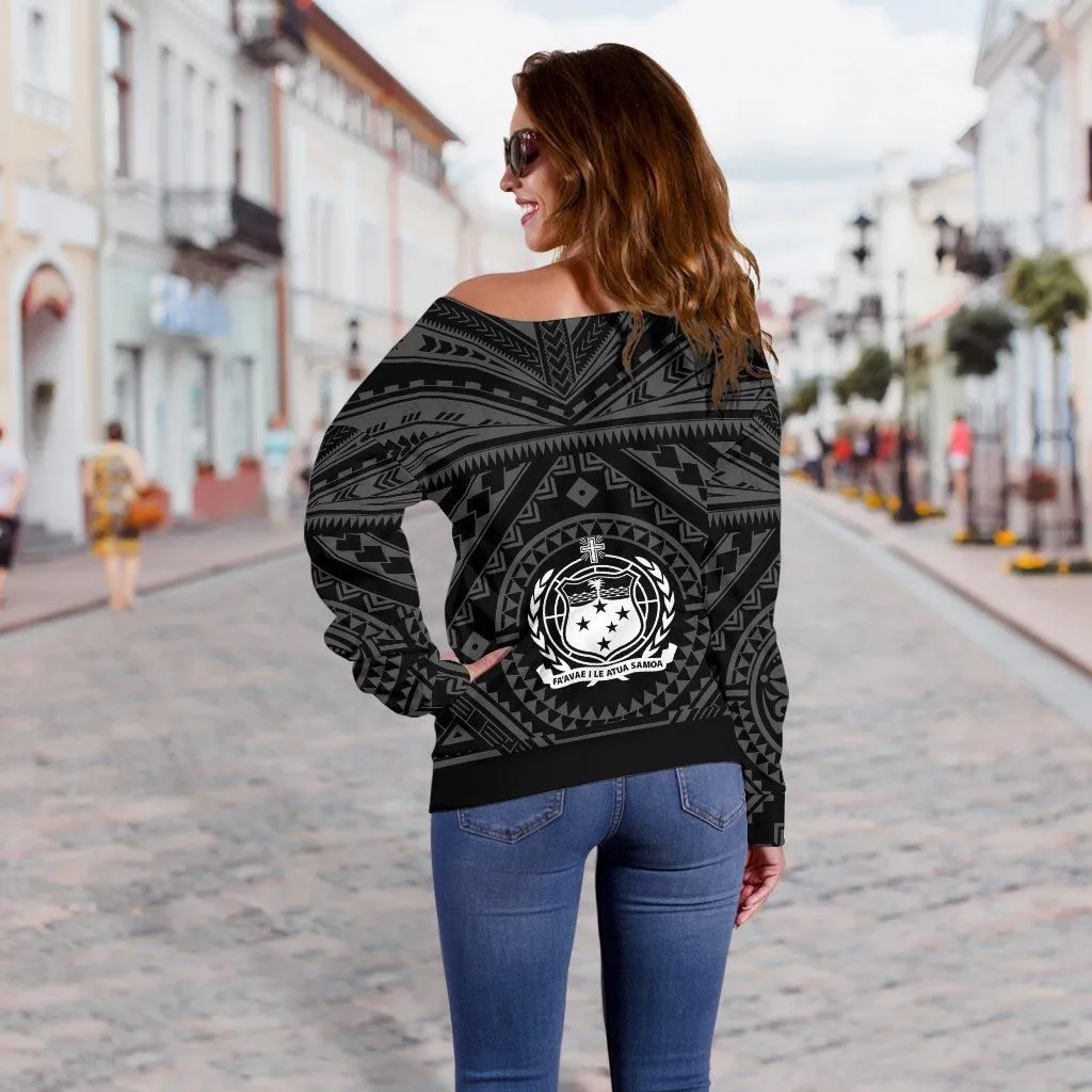 Samoa Personalised Womens Off Shoulder Handbag  - Samoa Seal In Polynesian Tattoo Style
