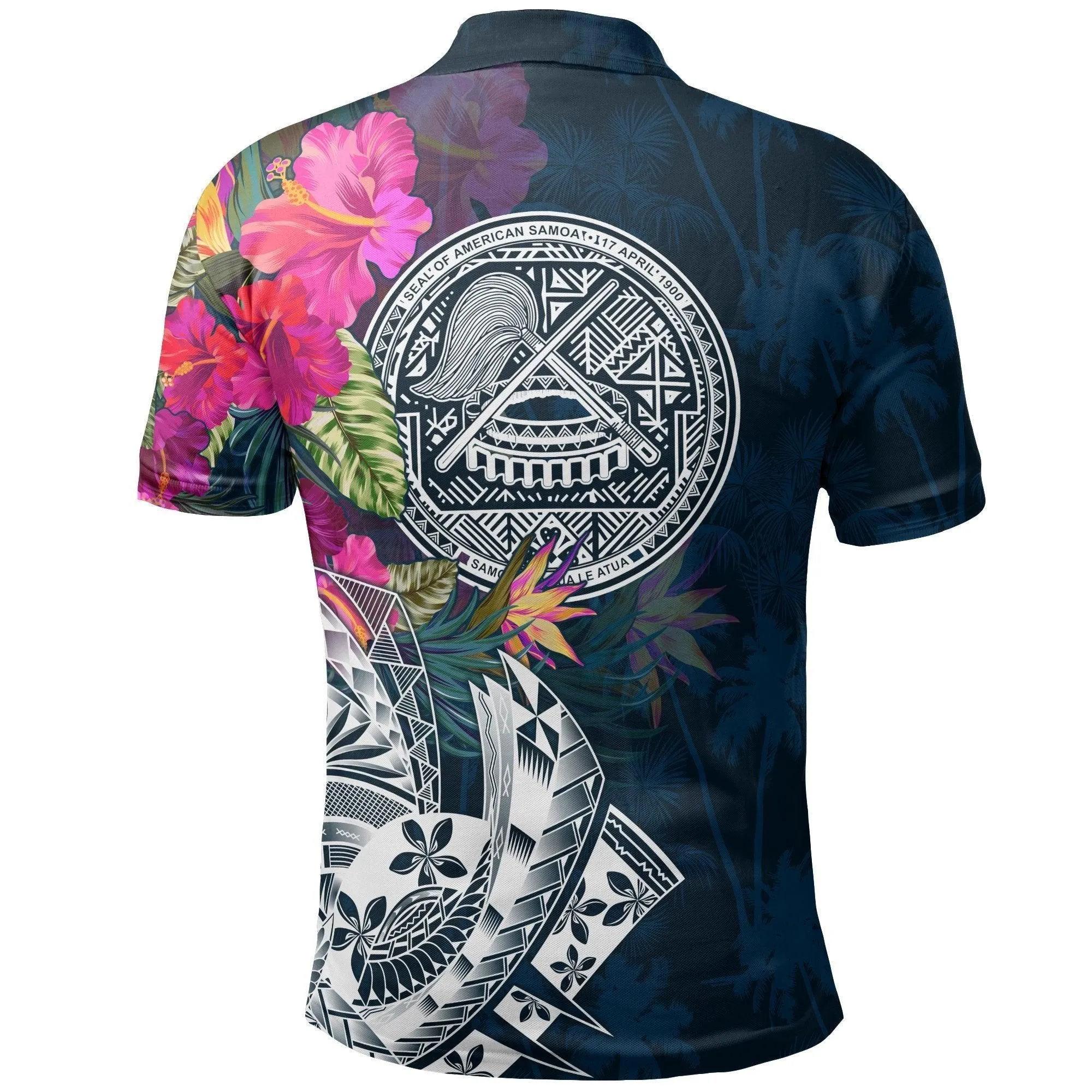 American Samoa Polo Shirt - Polynesian Hibiscus with Summer Vibes (No Text)