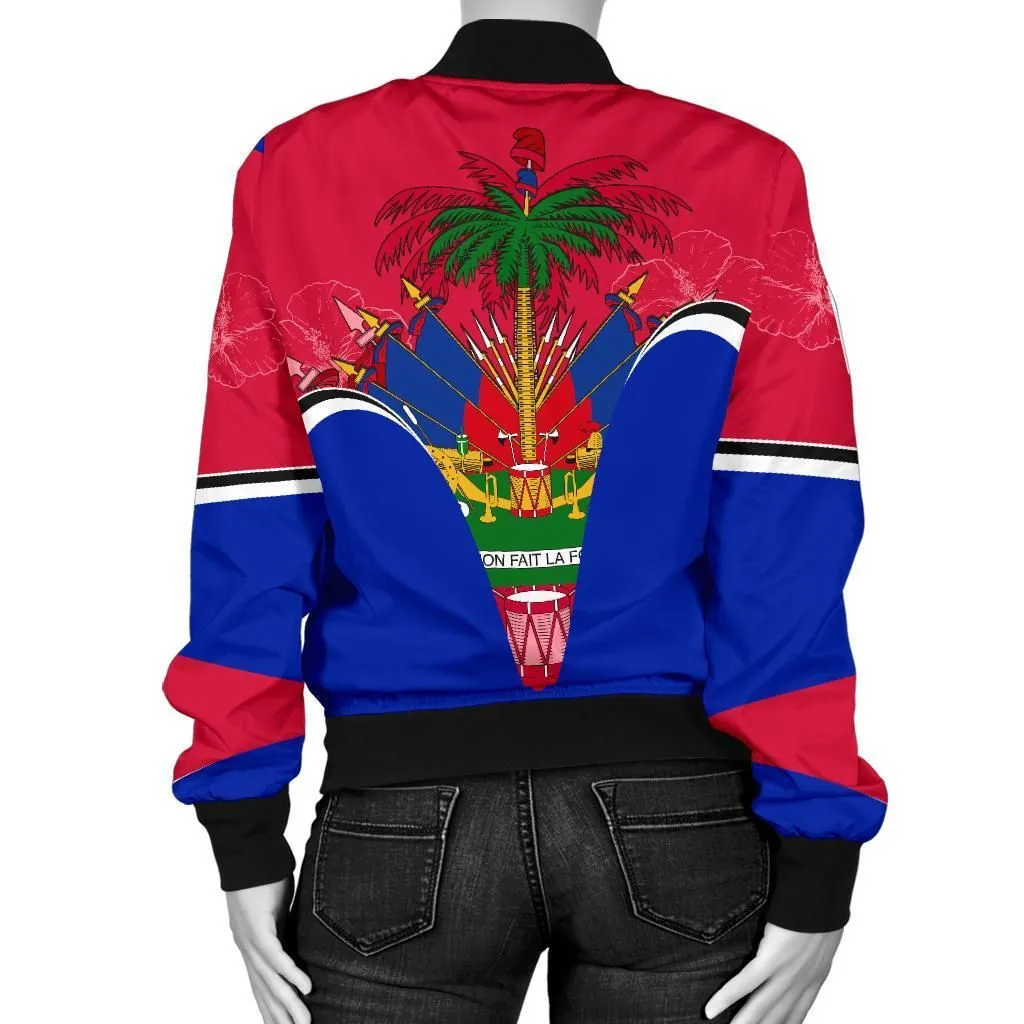 Haiti Womens Bomber Jacket - Haiti Coat of Arms