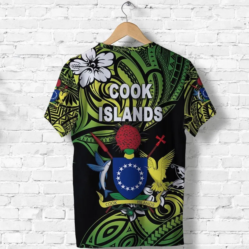 (Custom Personalised) Cook Islands Rugby T shirt Unique Vibes Coat Of Arms - Green