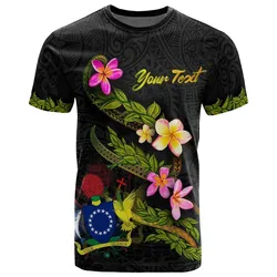 Cook Islands Polynesian Custom Personalised T Shirt - Plumeria Tribal
