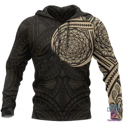 Tmarc Tee Polynesian Native Golden Flowers Tattoo Style Hoodie NVD1354
