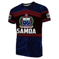 Samoa Rugby Polynesian Patterns T shirt Blue
