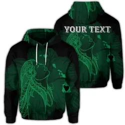Alohawaii Hoodie - (Personalised) Hawaiian Map Heart Hula Girl Hibiscus Green Polynesian Hoodie - AH - J4R