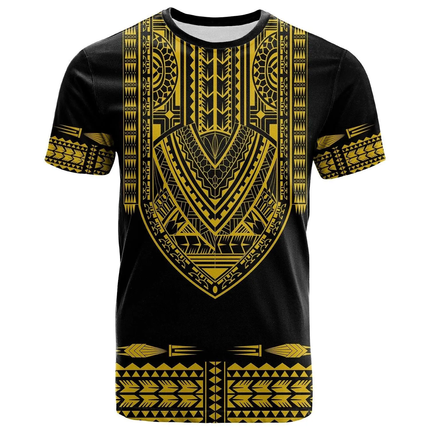 (Custom Personalised) Polynesian T Shirt Dashiki With Polynesian Tattoo Royal Golden Version LT14