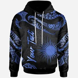 Marshall Islands Polynesian Custom Personalised Hoodie - Poly Tattoo Blue Version