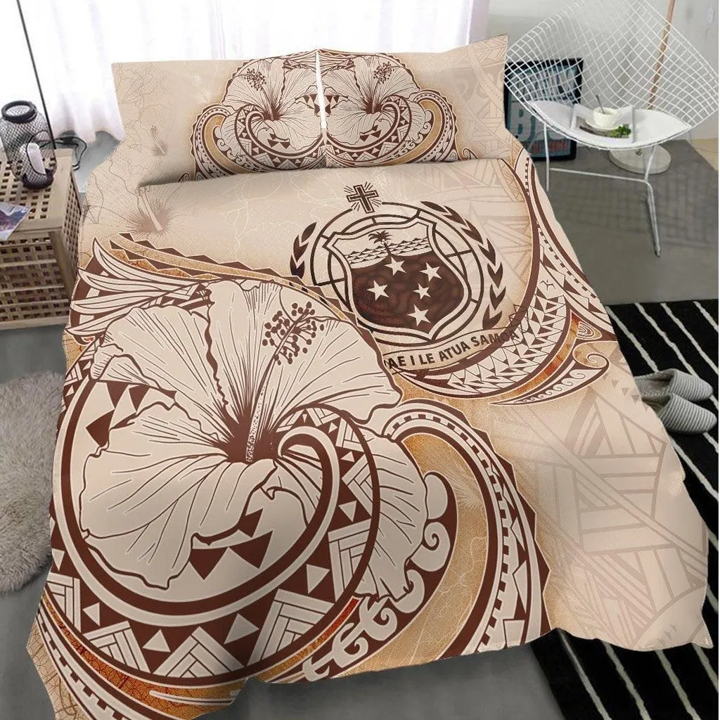 Samoa Bedding Set - Hibiscus Flower Vintage Style