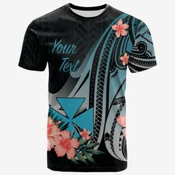 Wallis and Futuna Personalised Custom T shirt - Turquoise Polynesian Hibiscus Pattern Style