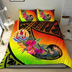 Tahiti Bedding Set - Polynesian Hook And Hibiscus (Raggae)