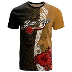 Papua New Guinea Polynesian Custom Personalised T-Shirt - Coat Of Arms With Hibiscus Gold - BN12