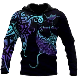 Amazing Polynesian Blue And Purple Ray Tattoo Personalized Unisex Deluxe Hoodie ML