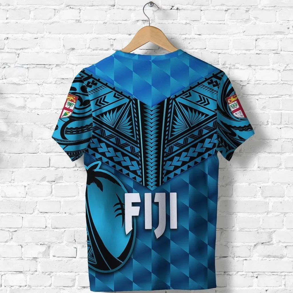 (Custom Personalised) Fiji Rugby T-Shirt Coconut Sporty Vibes - Blue