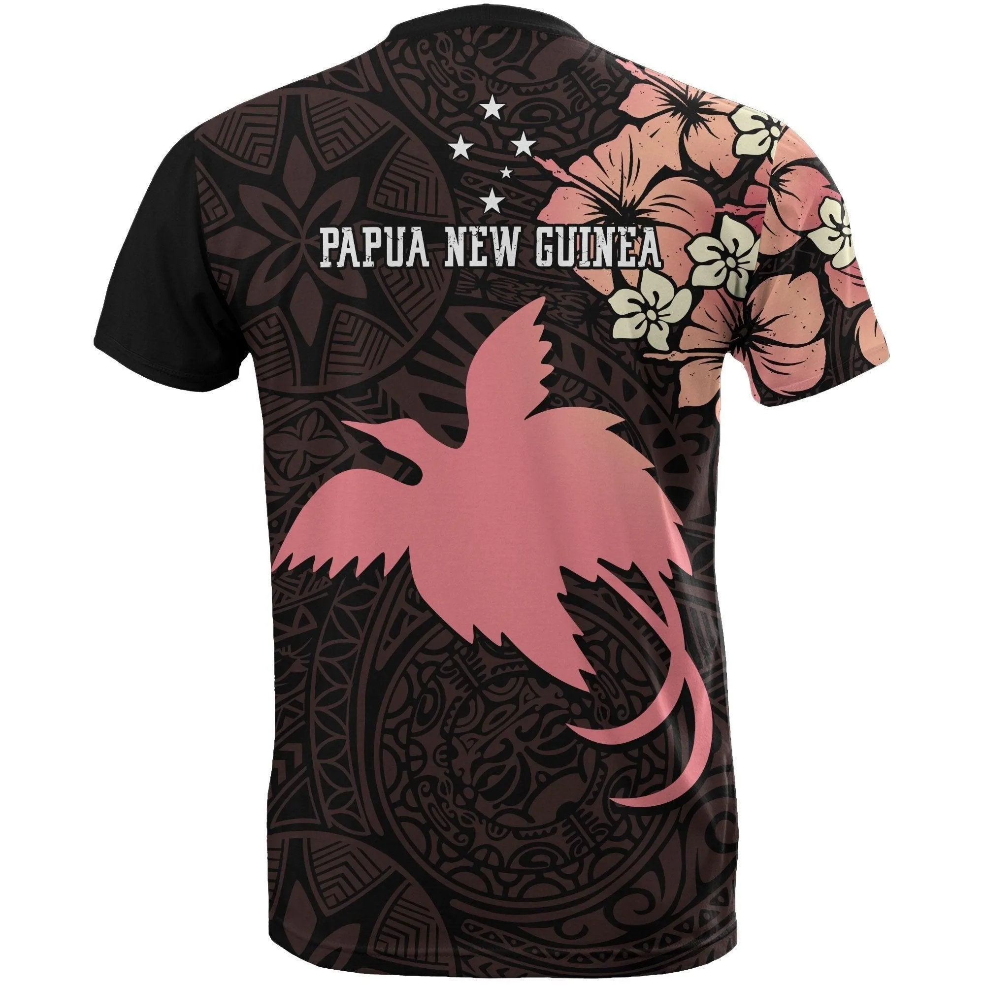 Papua New Guinea T shirts - Papua New Guinea Pink Flag Hibiscus