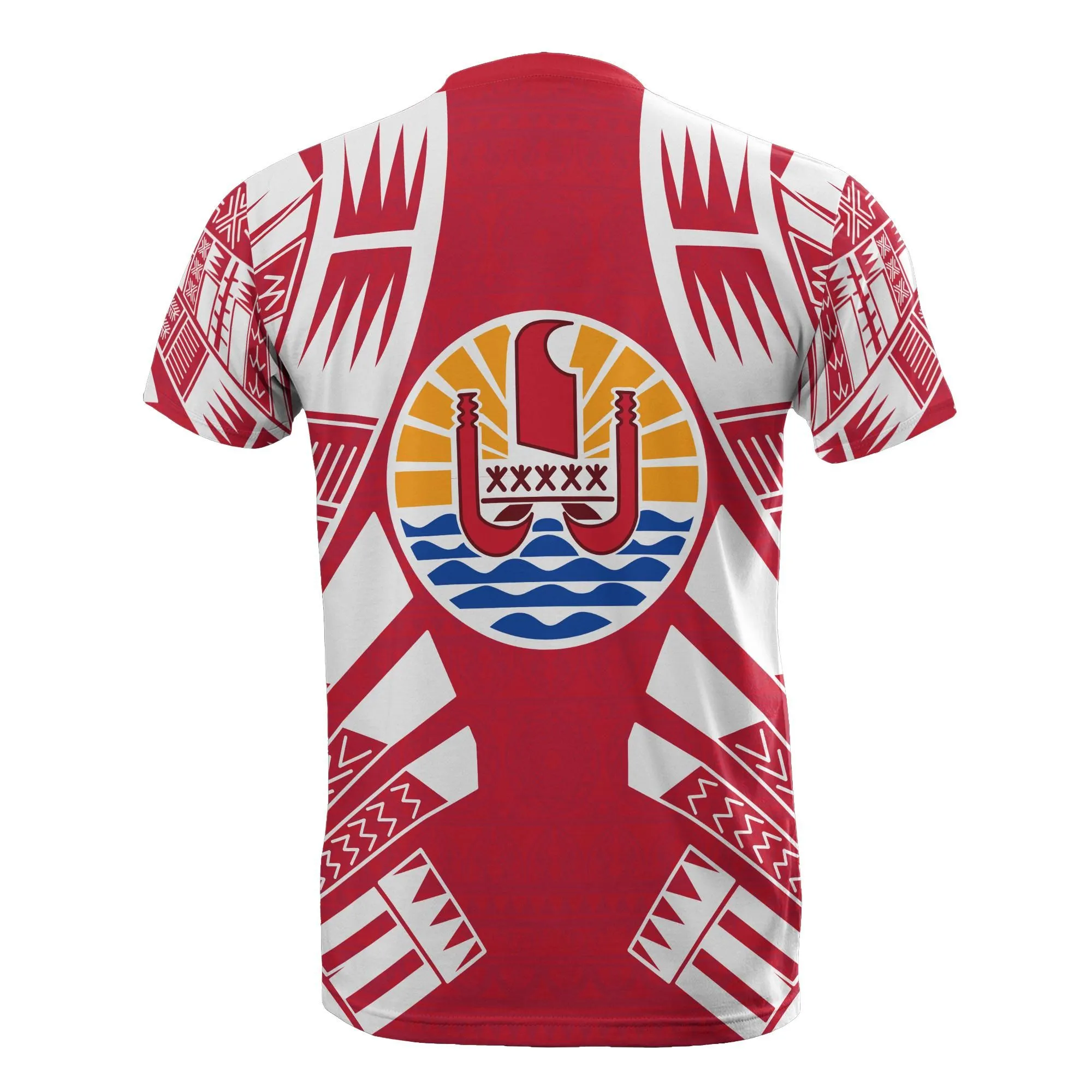 Tahiti T shirt - Tahiti Flag Tattoo Polynesian Red Style